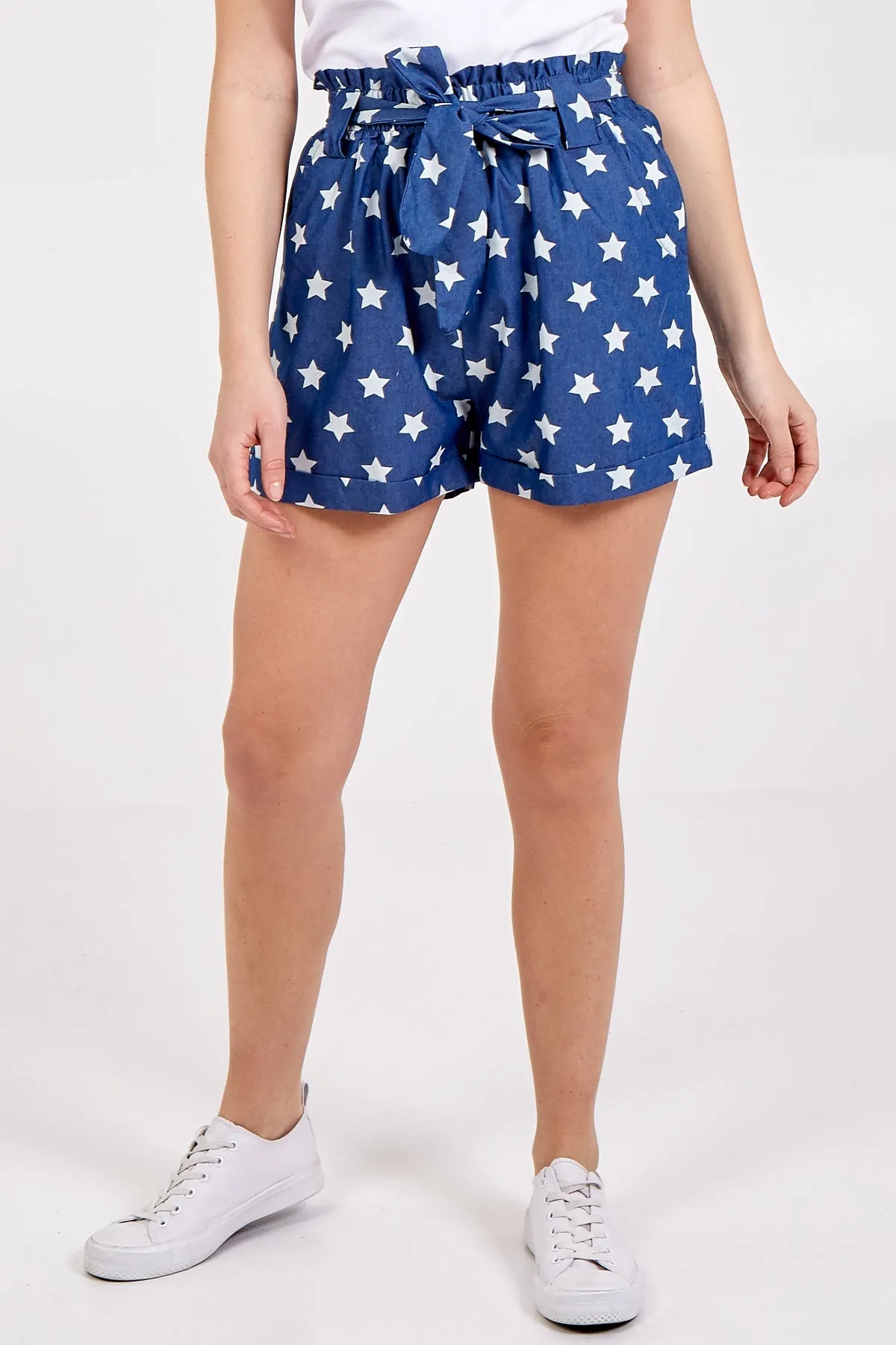 High Waisted Star Print Shorts
