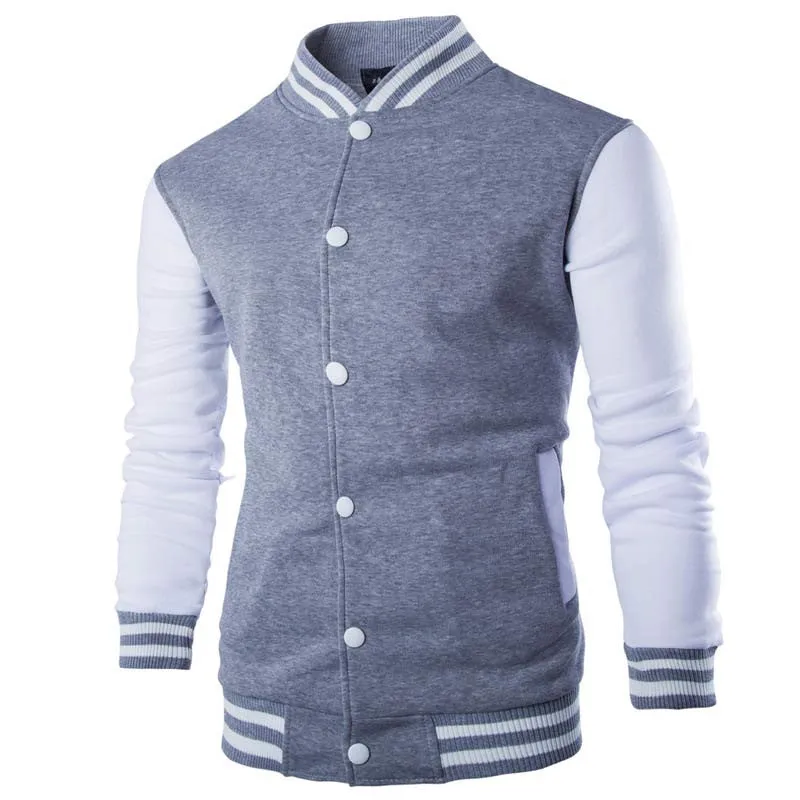 Hooded Baseball Jacket Men Fashion Design Black Mens Slim Fit Varsity Jacket Stylish College