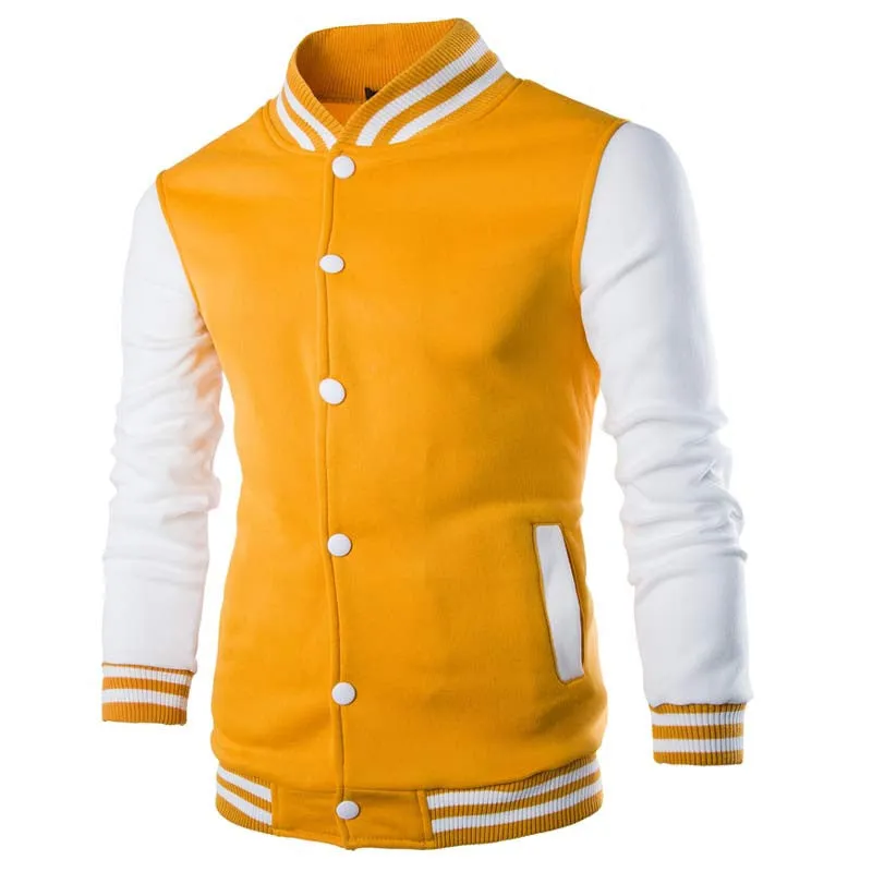 Hooded Baseball Jacket Men Fashion Design Black Mens Slim Fit Varsity Jacket Stylish College
