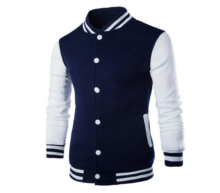 Hooded Baseball Jacket Men Fashion Design Black Mens Slim Fit Varsity Jacket Stylish College