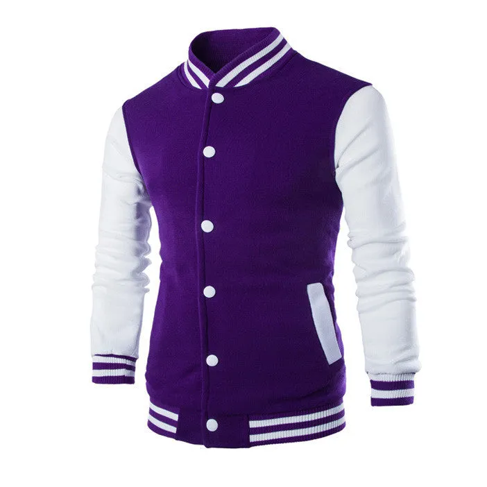 Hooded Baseball Jacket Men Fashion Design Black Mens Slim Fit Varsity Jacket Stylish College