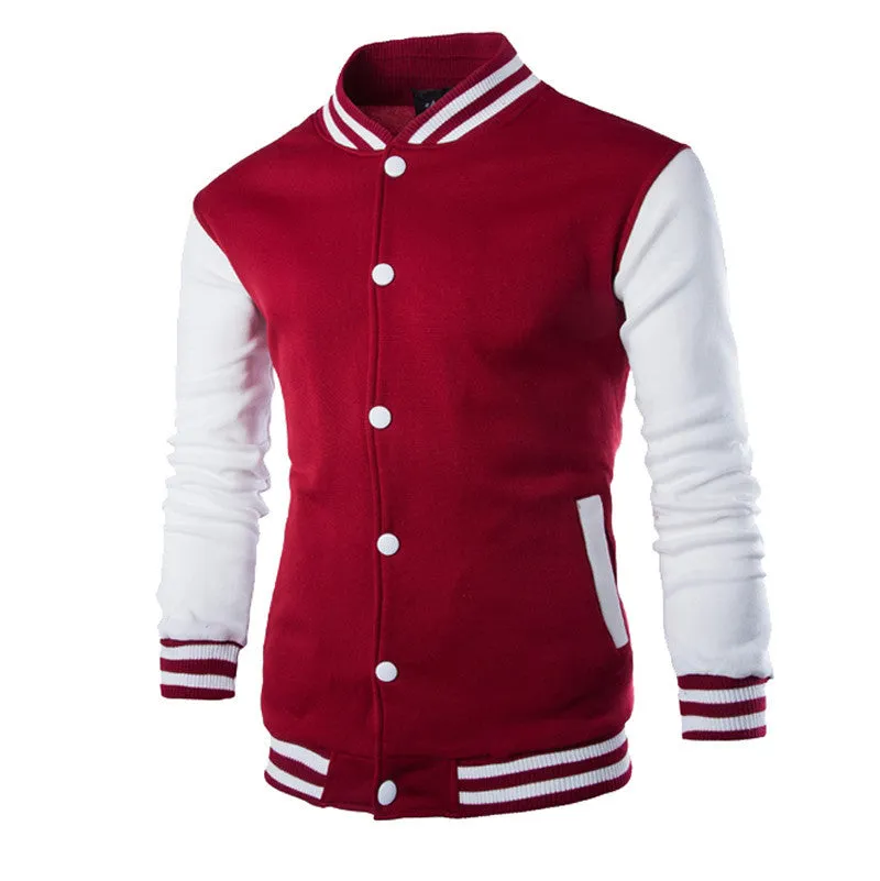 Hooded Baseball Jacket Men Fashion Design Black Mens Slim Fit Varsity Jacket Stylish College