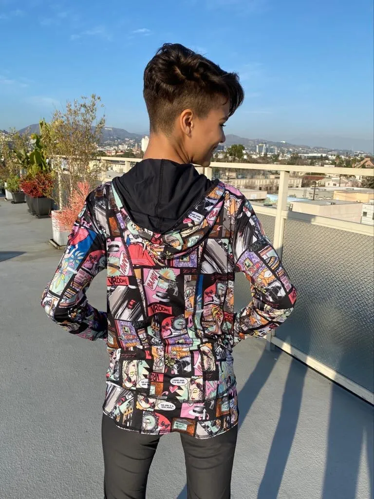 HOODIE COMIC CON/ SOLID BLACK