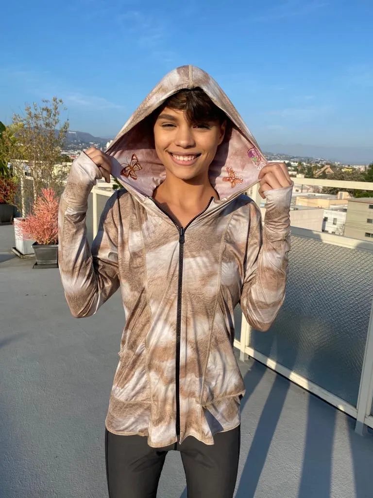 HOODIE MICROFIBER BUNNY/BUTTERFLIES