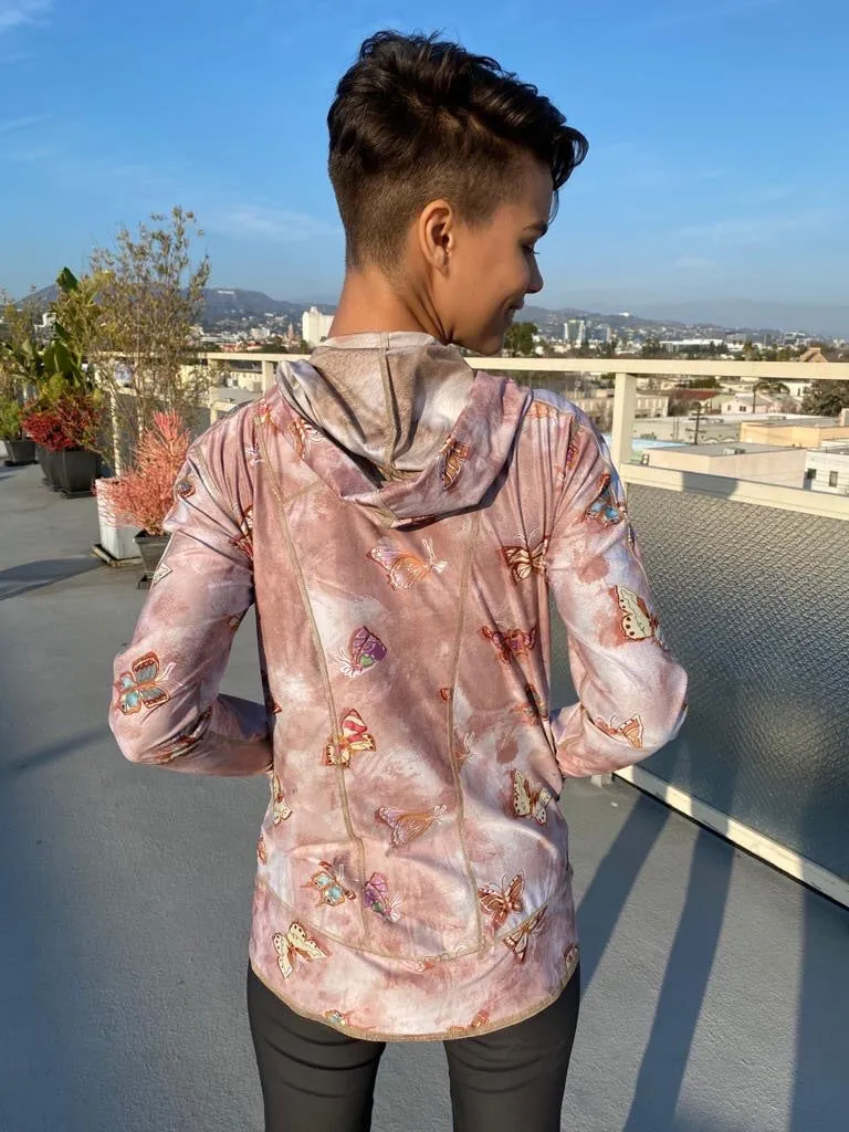 HOODIE MICROFIBER BUNNY/BUTTERFLIES