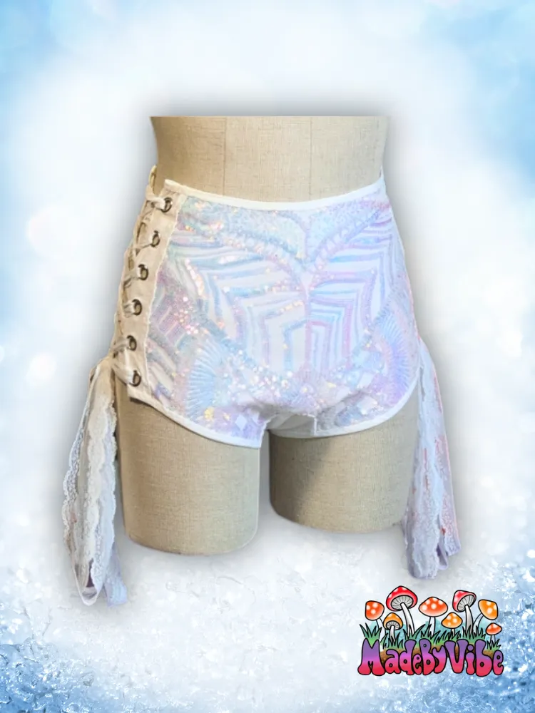 Icy Prism High Waisted Side Lace Booty Shorts - Made to Order