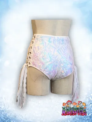 Icy Prism High Waisted Side Lace Booty Shorts - Made to Order