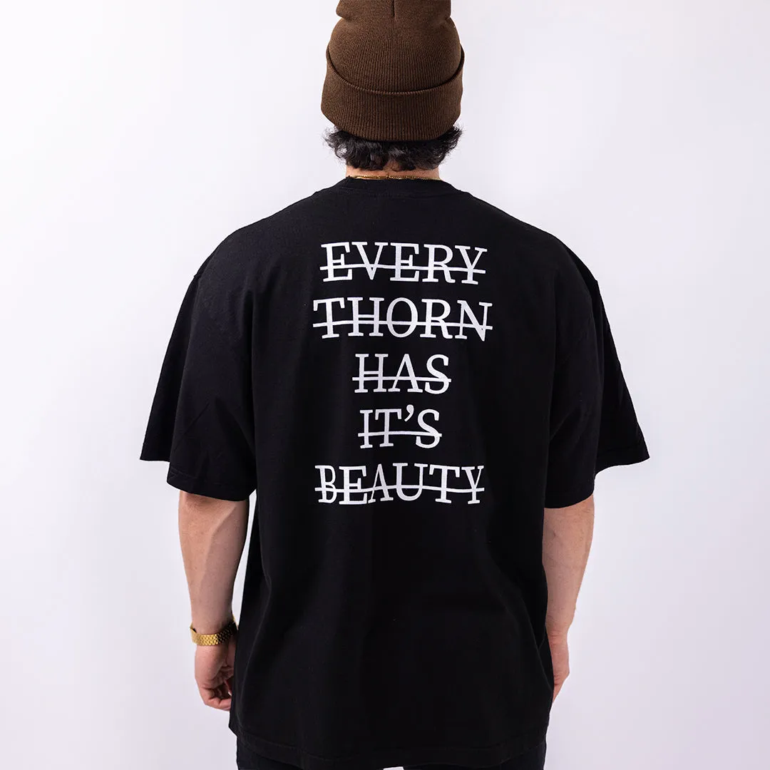 ⅂⅂IHԀՈ Heavyweight Rose Tee Black