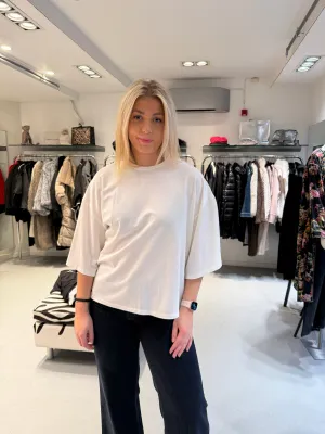 Imperial Hvit oversized t-shirt med trekvart arm