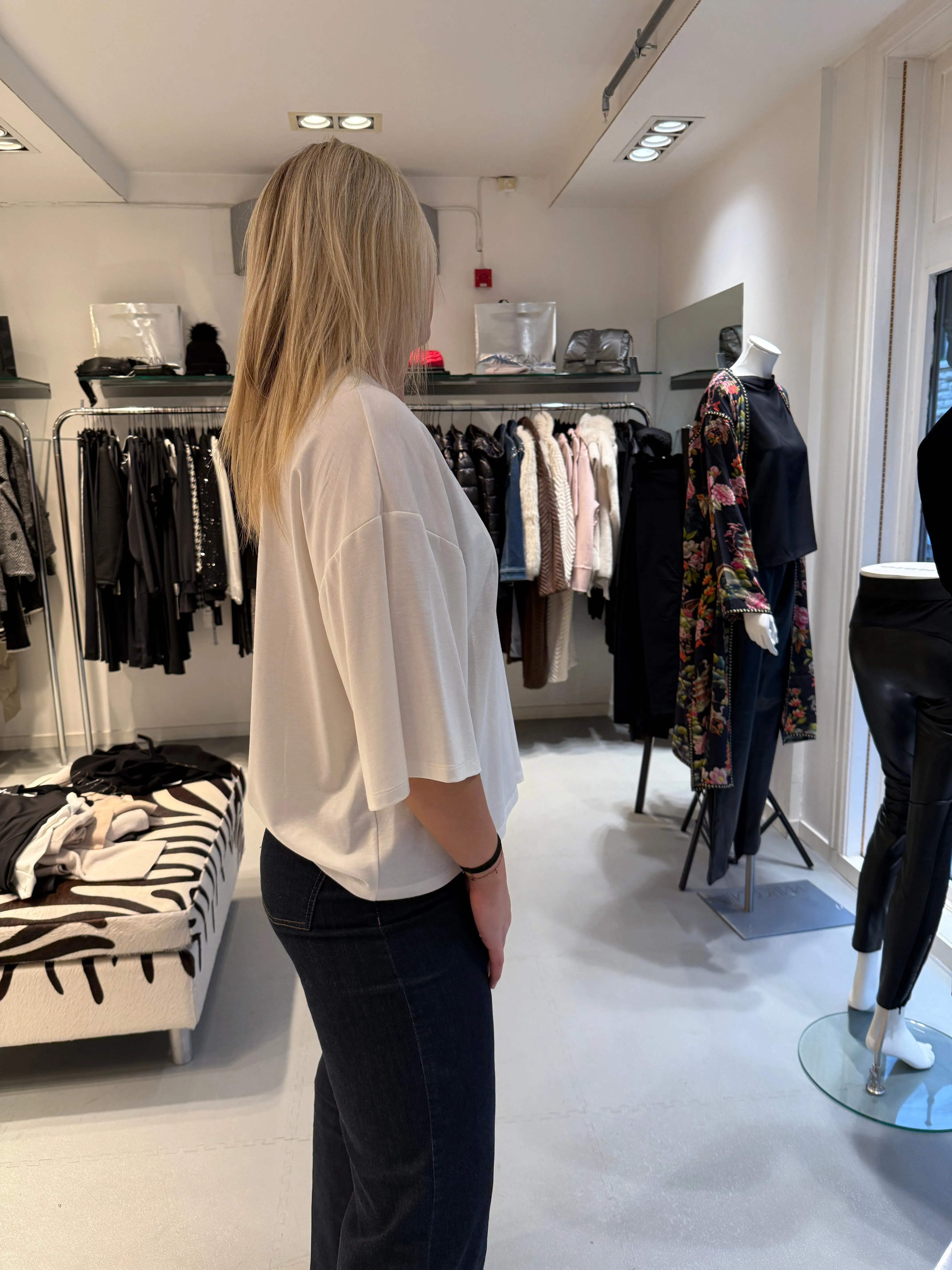 Imperial Hvit oversized t-shirt med trekvart arm