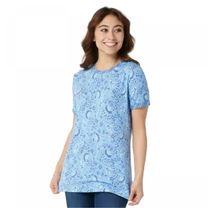 Isaac Mizrahi Live! Women's TRUE DENIM Floral Contrast Trim T-Shirt