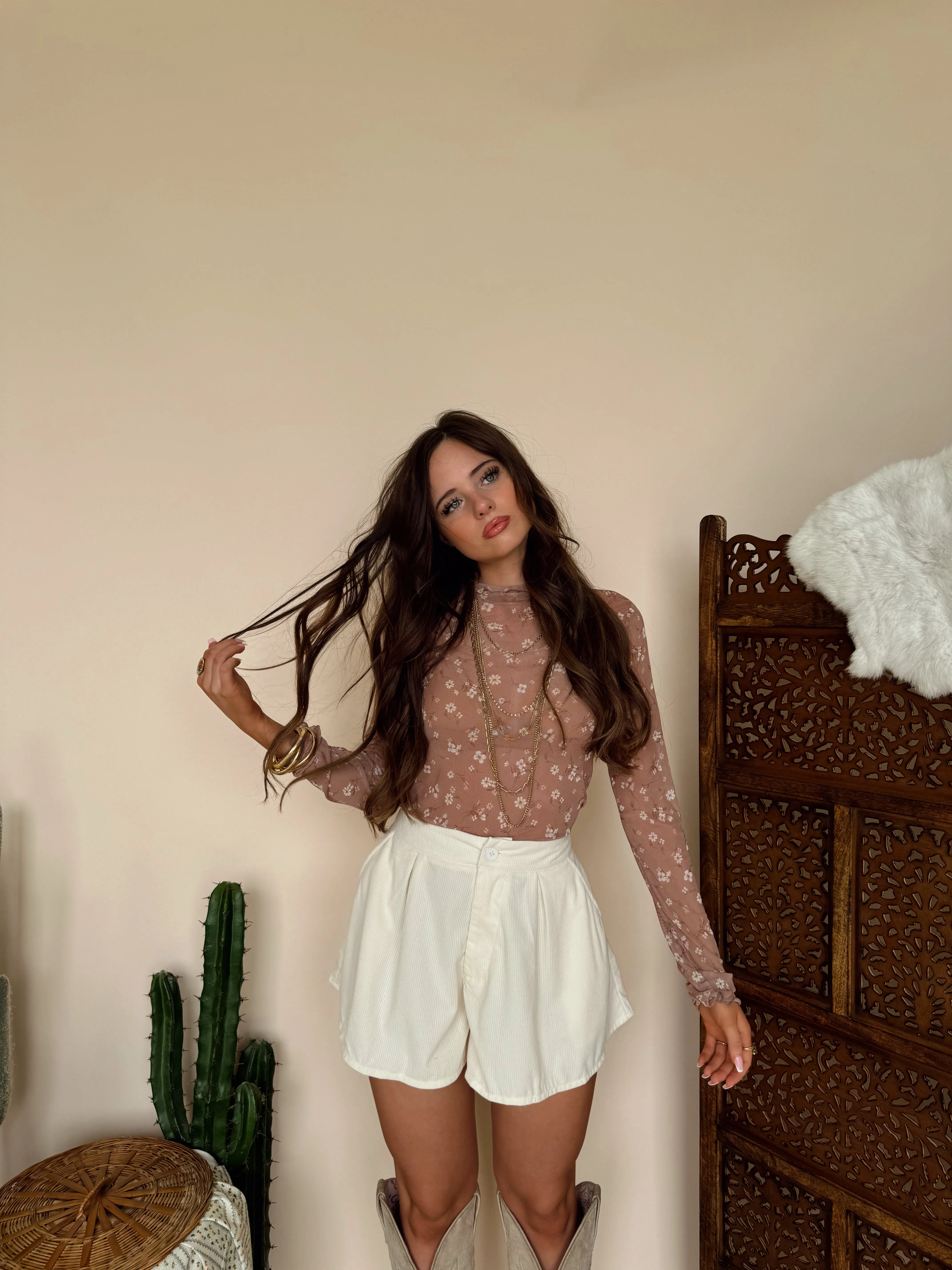 Ivory Corduroy Shorts