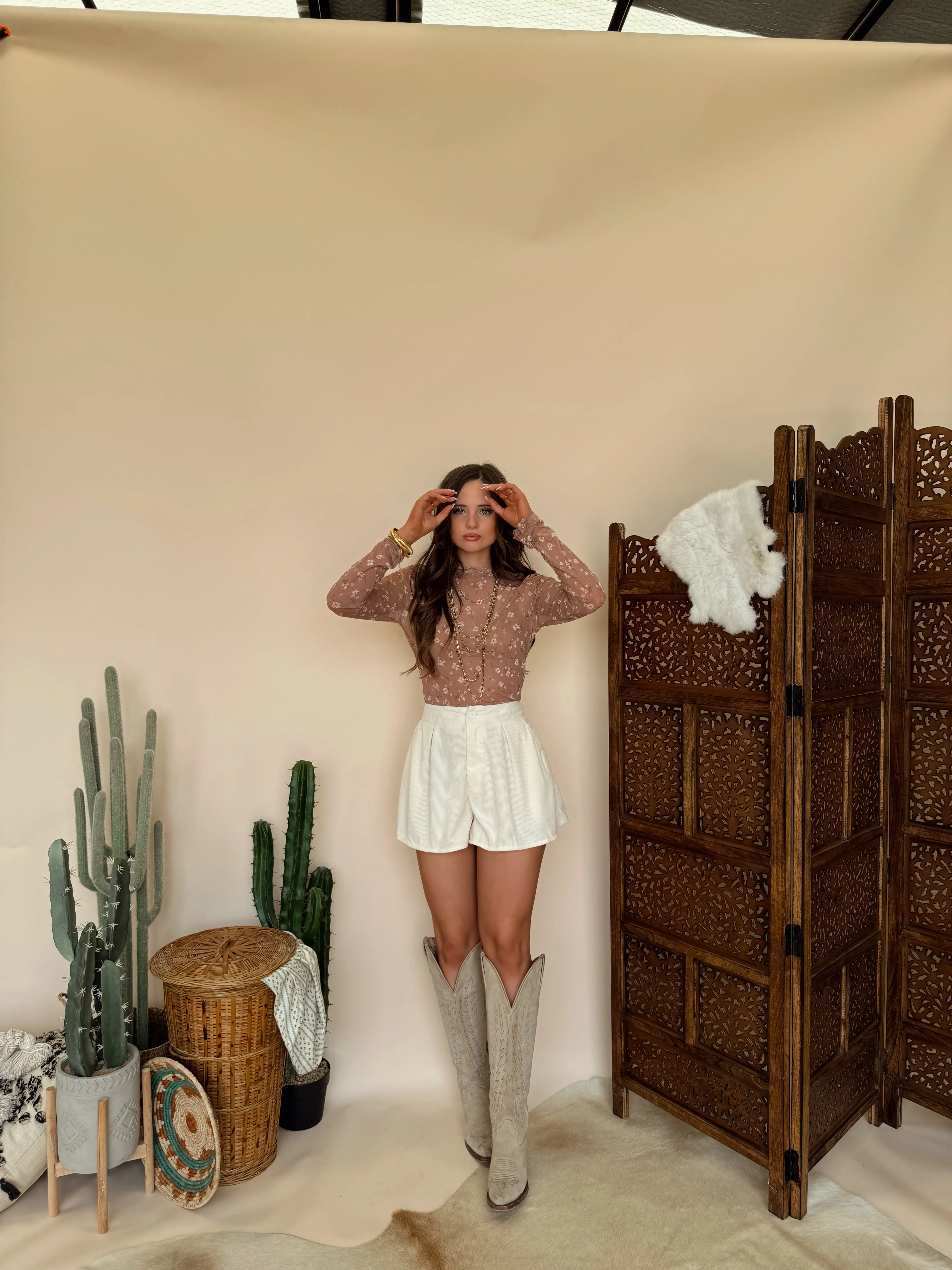 Ivory Corduroy Shorts