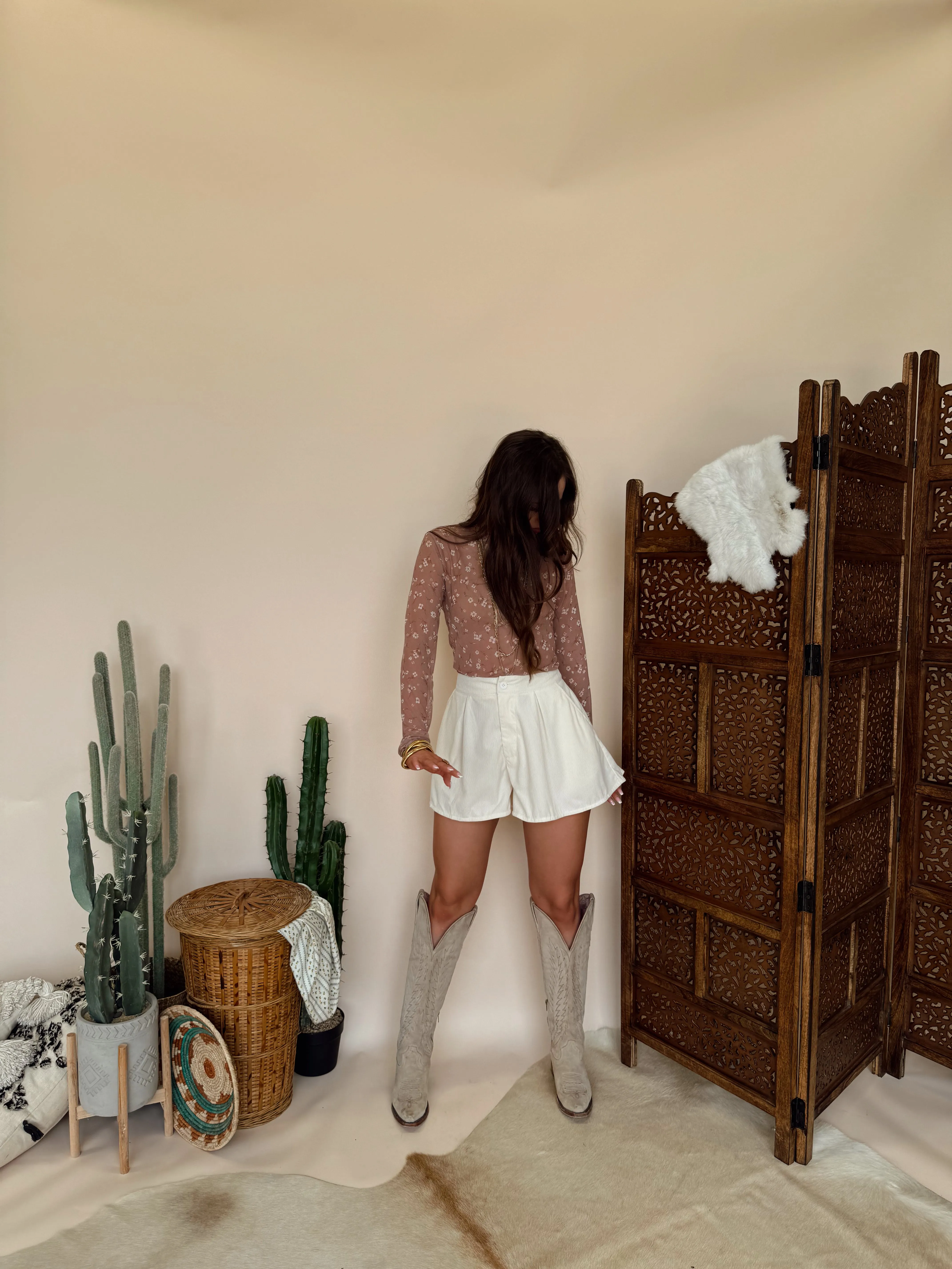 Ivory Corduroy Shorts