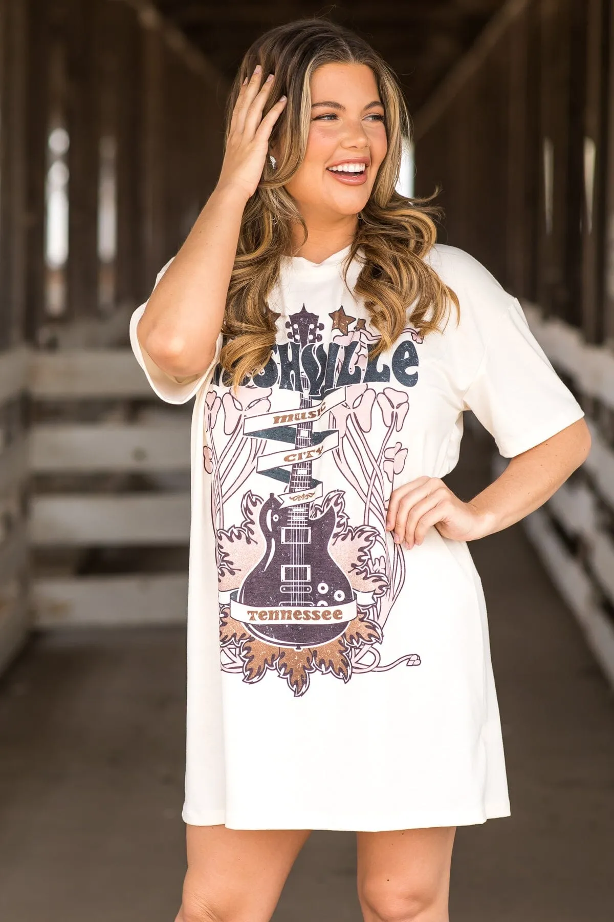 Ivory Nashville Graphic Dress