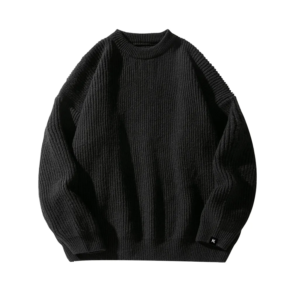 Japanese Thick Needle Pit Texture Solid Color Sweater