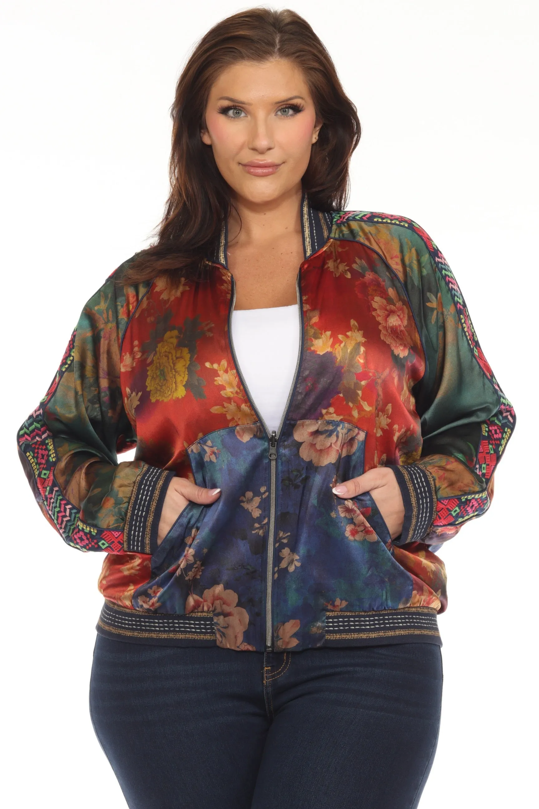 Johnny Was Vintage Reversible Silk Bomber Jacket C40423-O