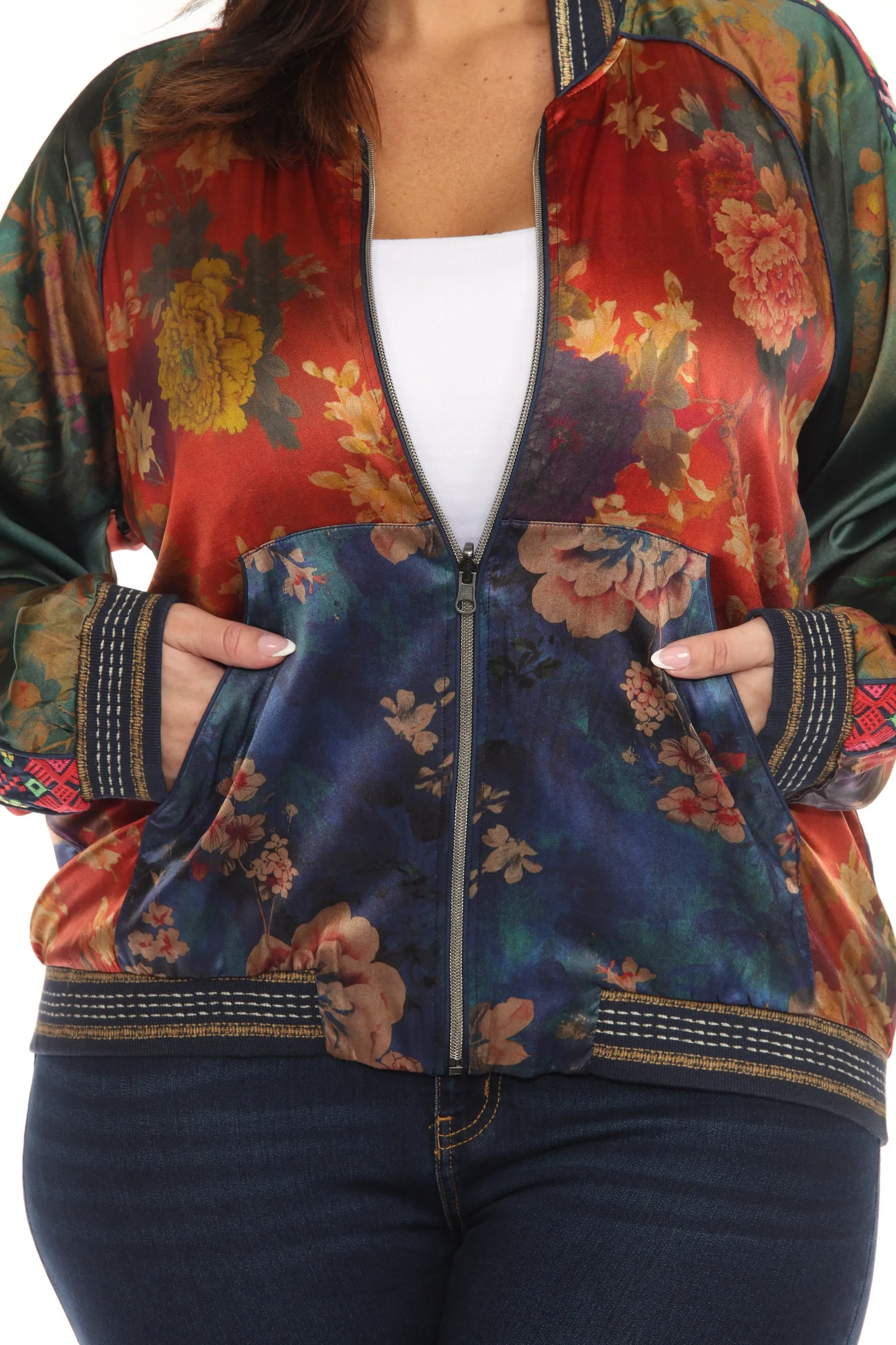 Johnny Was Vintage Reversible Silk Bomber Jacket C40423-O