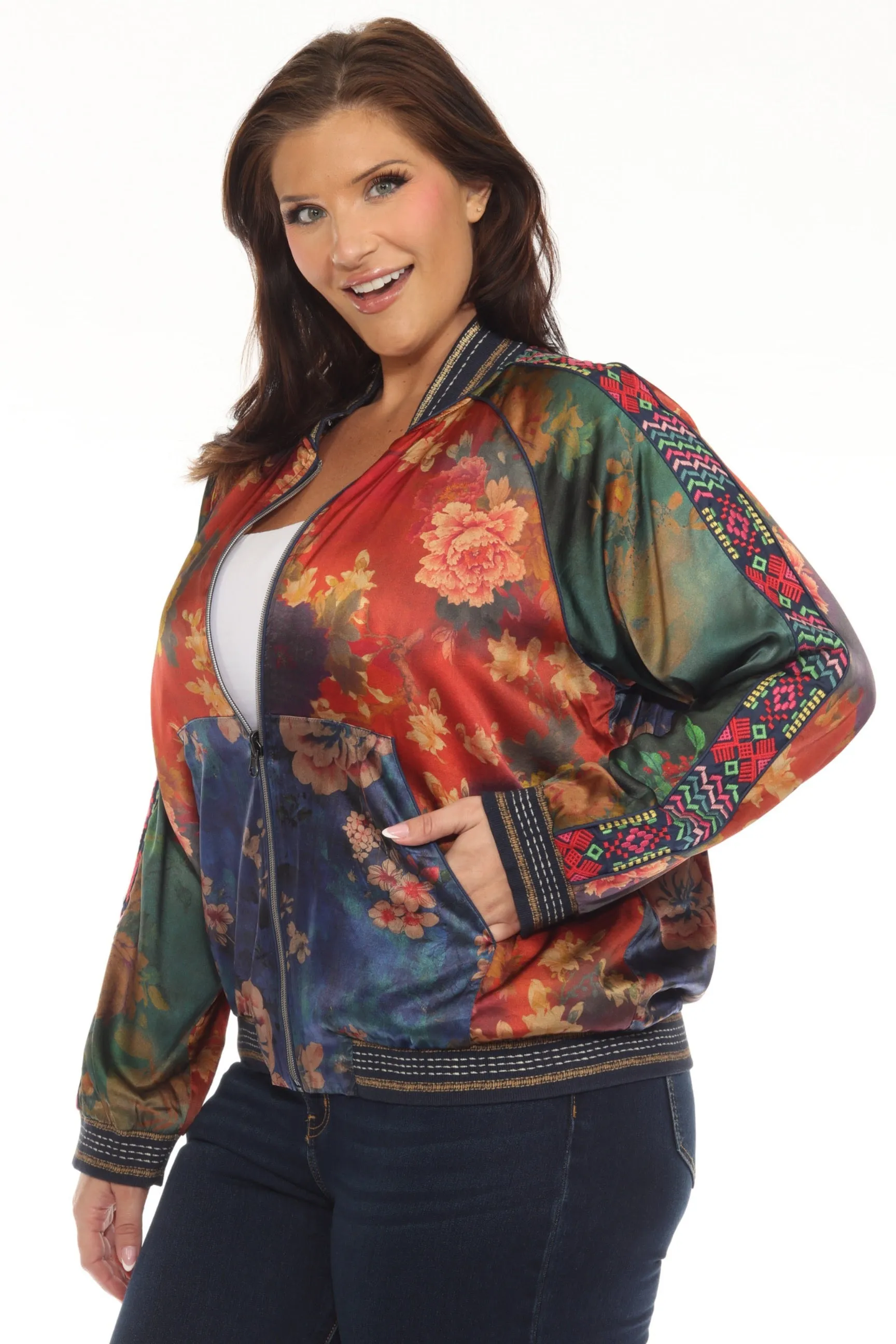 Johnny Was Vintage Reversible Silk Bomber Jacket C40423-O