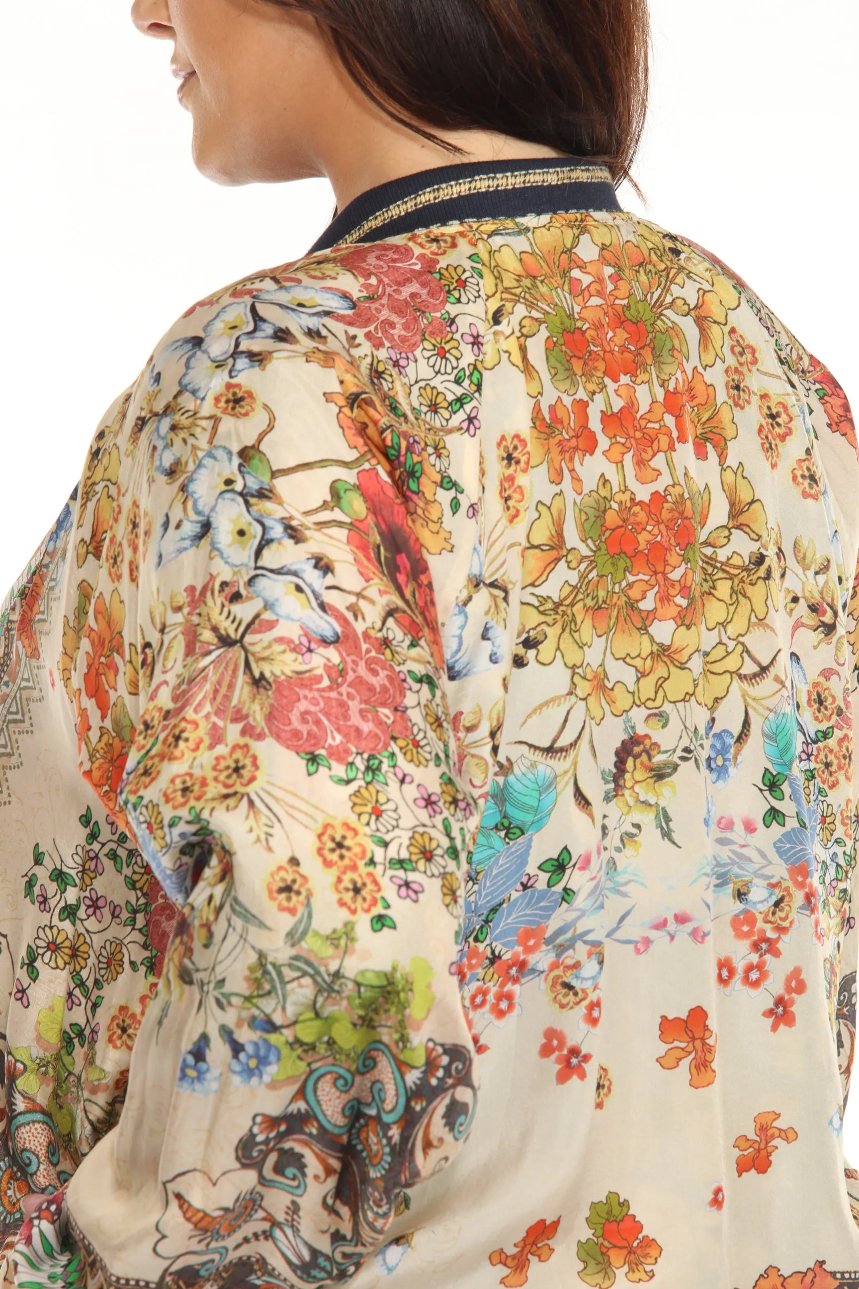 Johnny Was Vintage Reversible Silk Bomber Jacket C40423-O