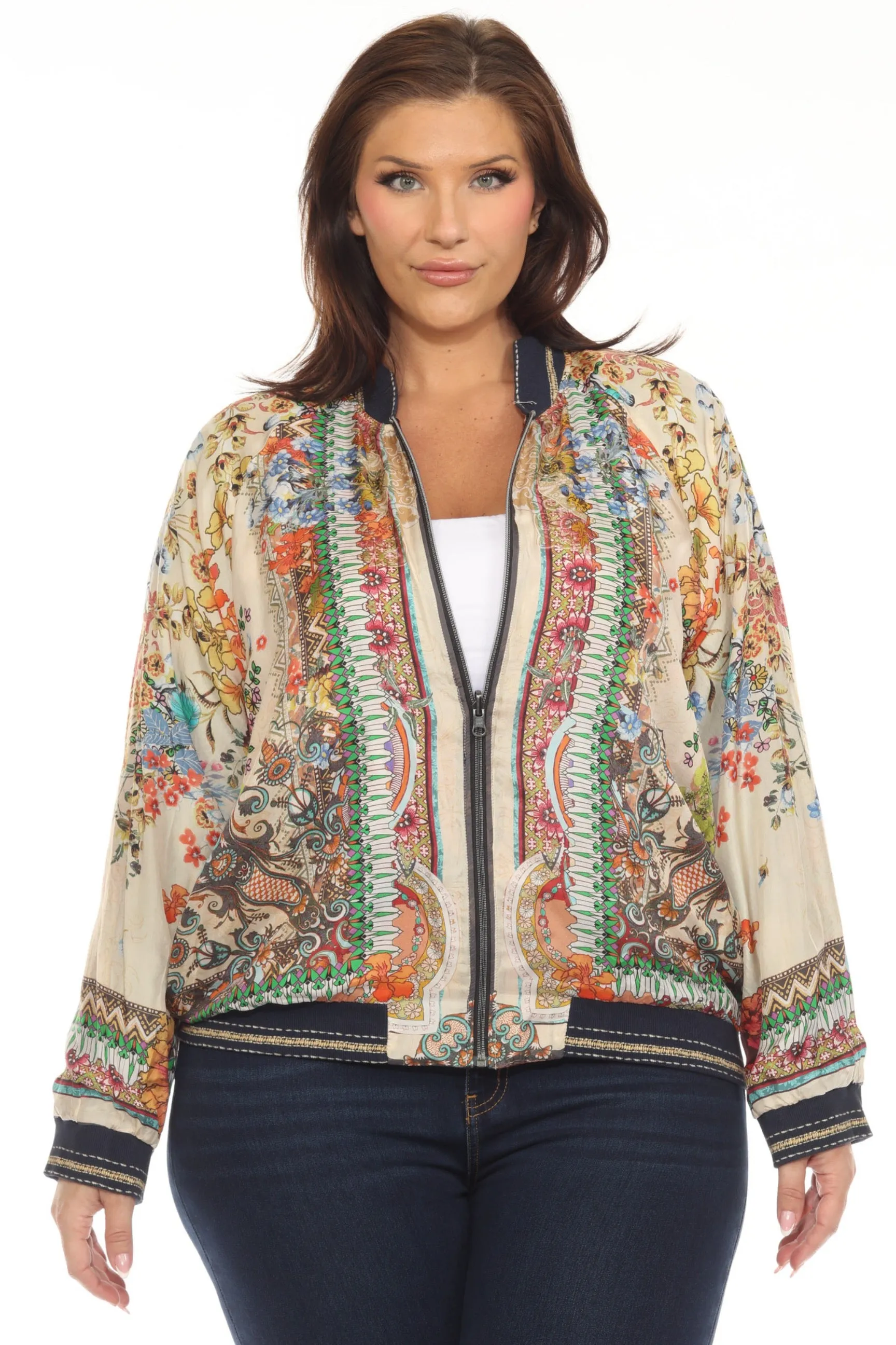 Johnny Was Vintage Reversible Silk Bomber Jacket C40423-O
