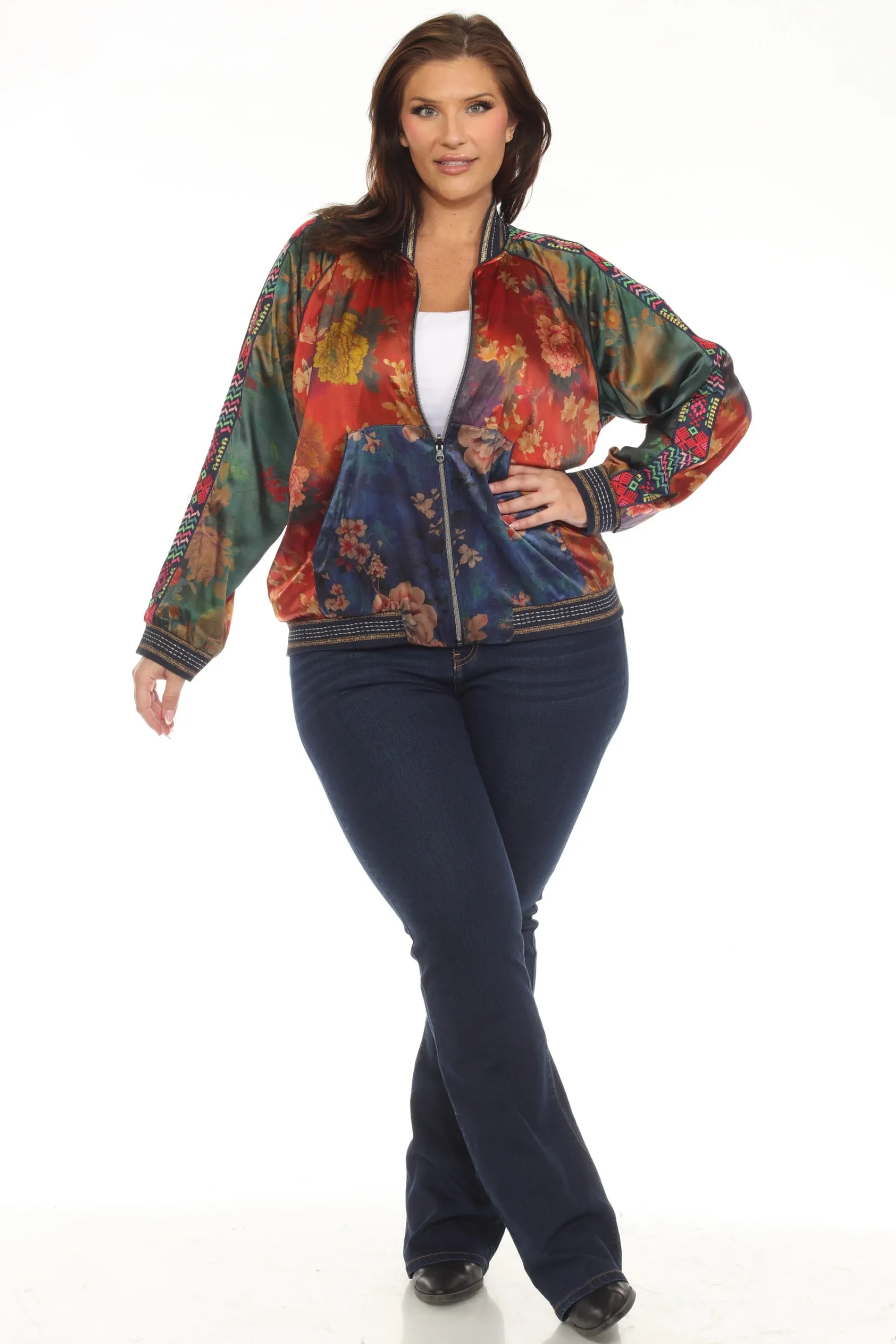 Johnny Was Vintage Reversible Silk Bomber Jacket C40423-O