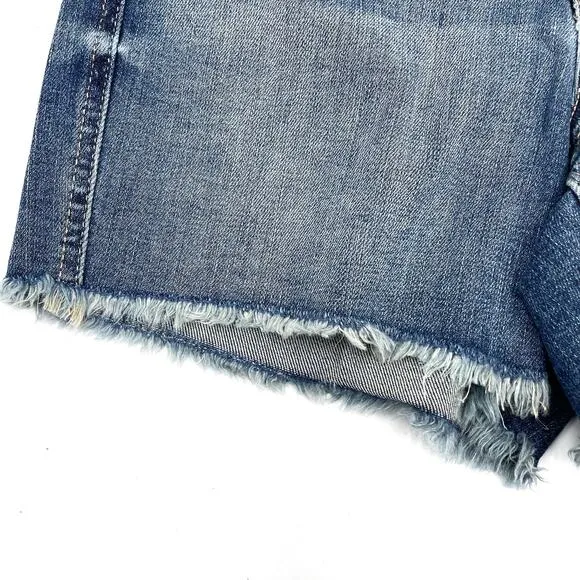 Judy Blue Marissa High-Rise Tummy Control Denim Shorts Fray Hem Cut Offs Sz M