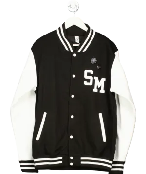Just Hoods Black Custom Steve Madden Printed Varsity Jacket UK L