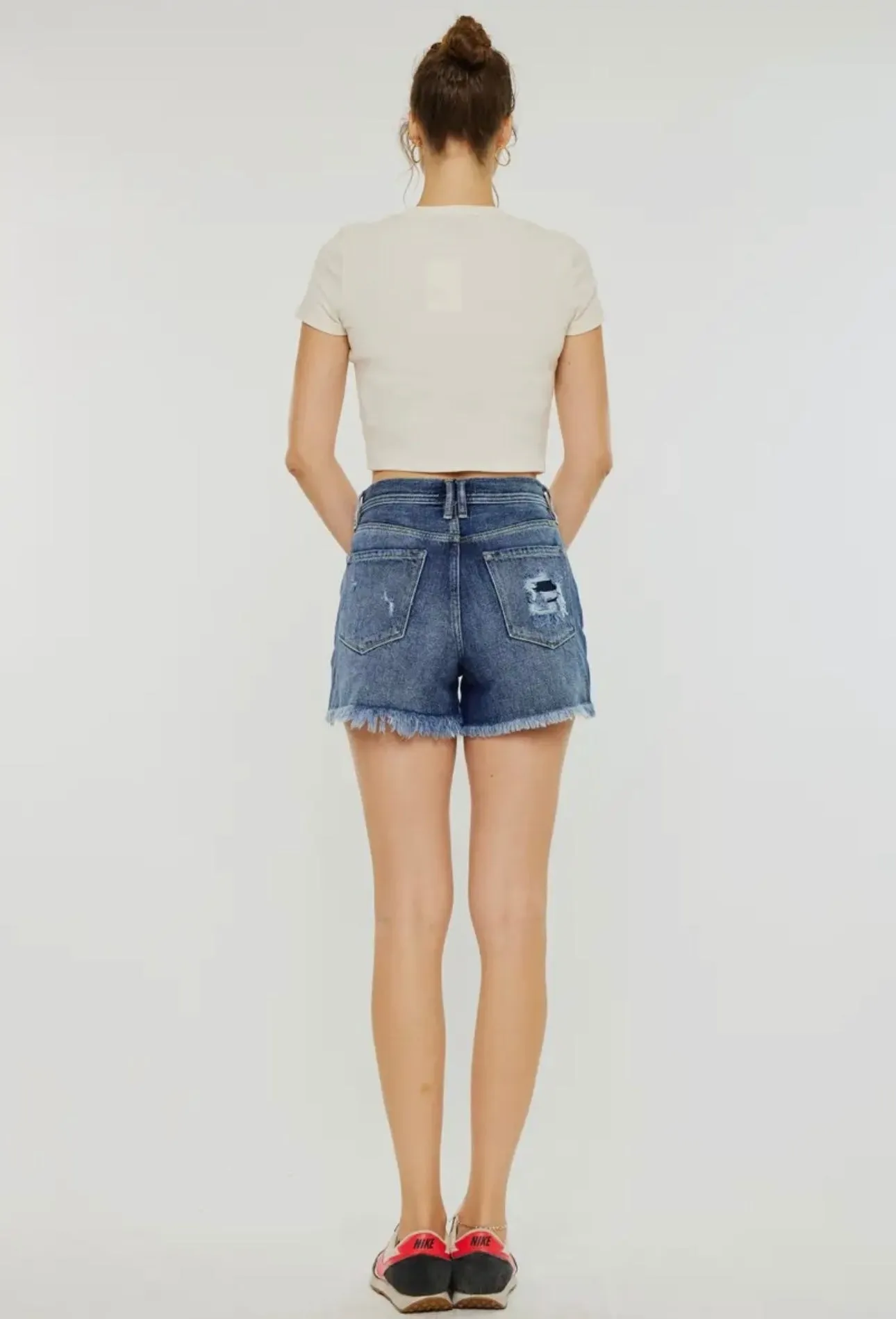 KanCan High Waisted Mom Fit Denim Shorts