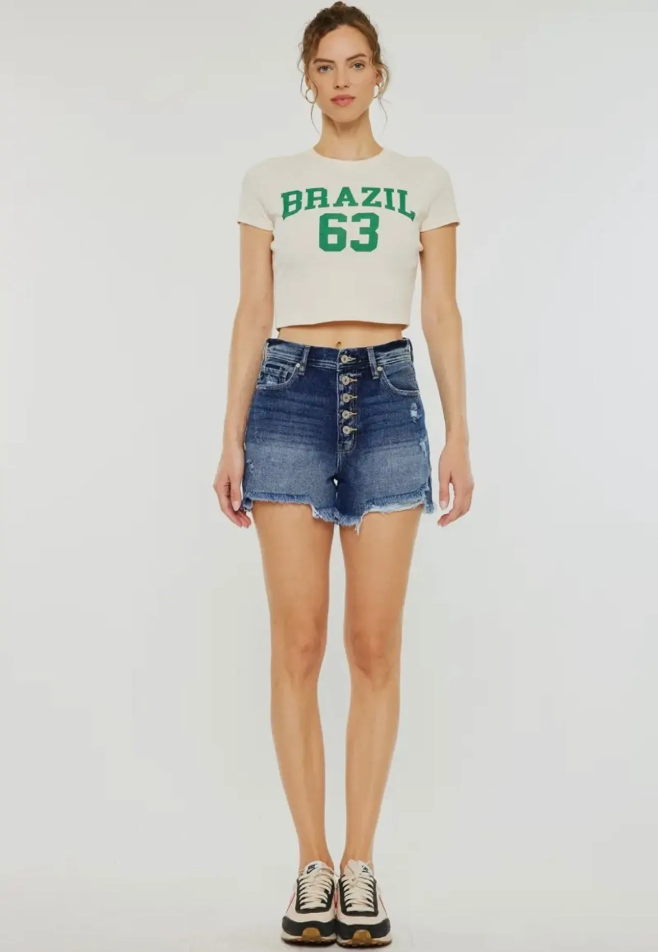 KanCan High Waisted Mom Fit Denim Shorts
