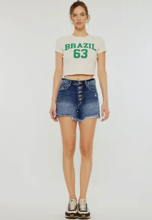 KanCan High Waisted Mom Fit Denim Shorts