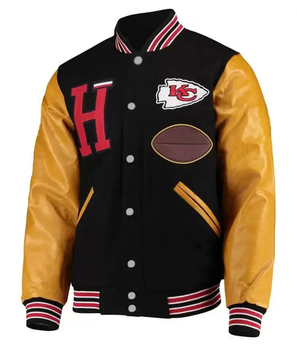 Kansas City Chiefs Letterman Gold and Black Jacket