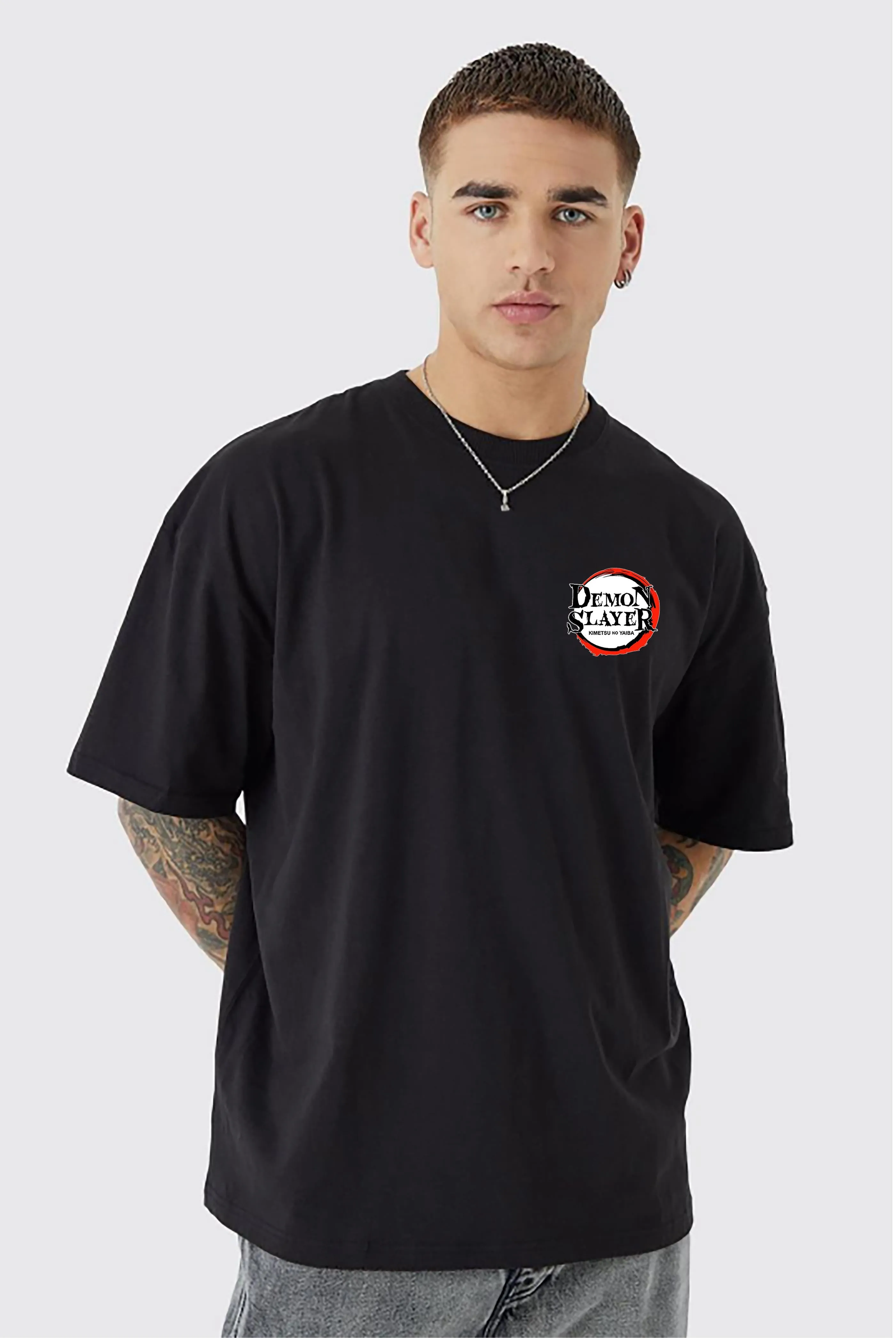 KART BLACK Men's & Women's Anime Over Sized  Printed T-Shirts T-Shirts | (MT - ANIME - DEMON SLAYER)