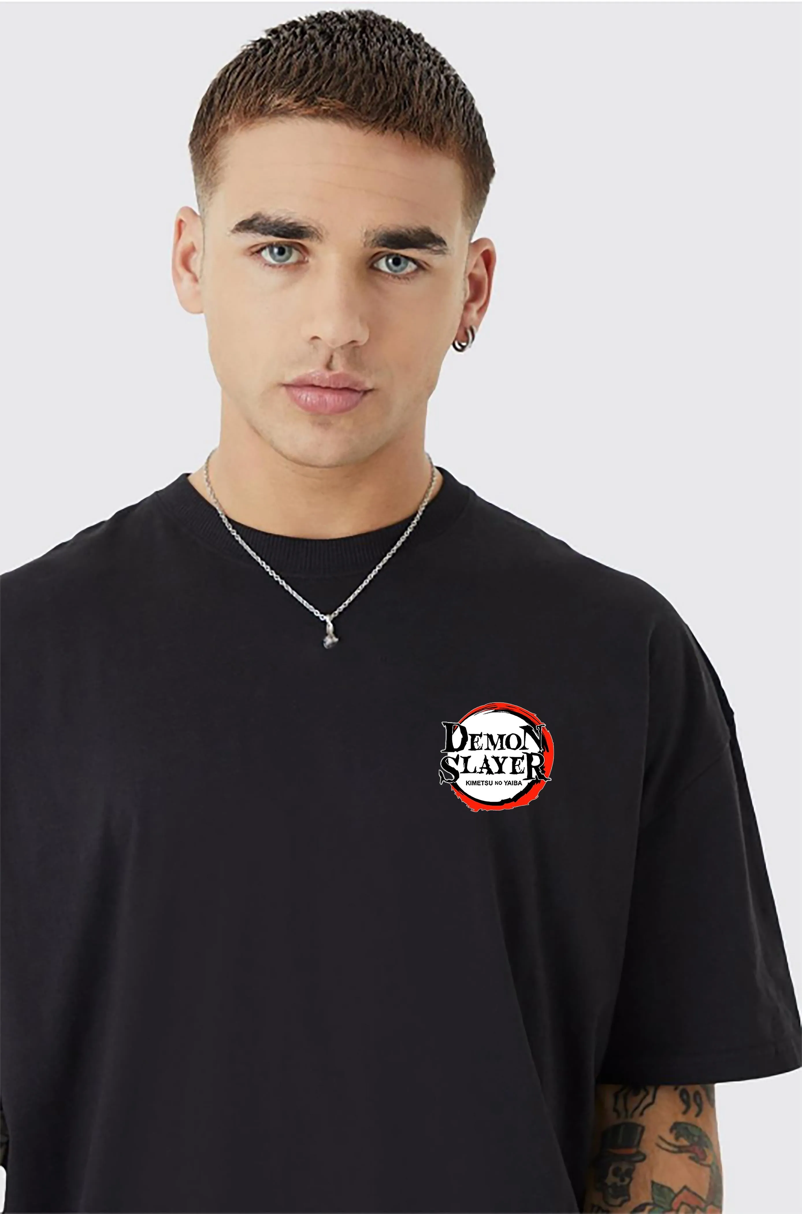 KART BLACK Men's & Women's Anime Over Sized  Printed T-Shirts T-Shirts | (MT - ANIME - DEMON SLAYER)