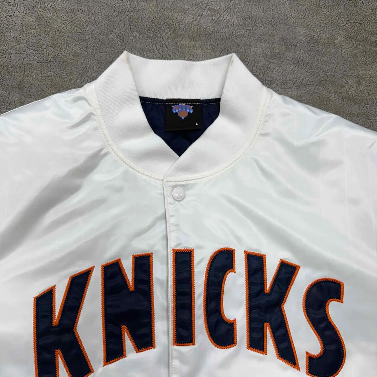 Kith Varsity Jacket "KNICKS PINSTRIPE" White Used Size L