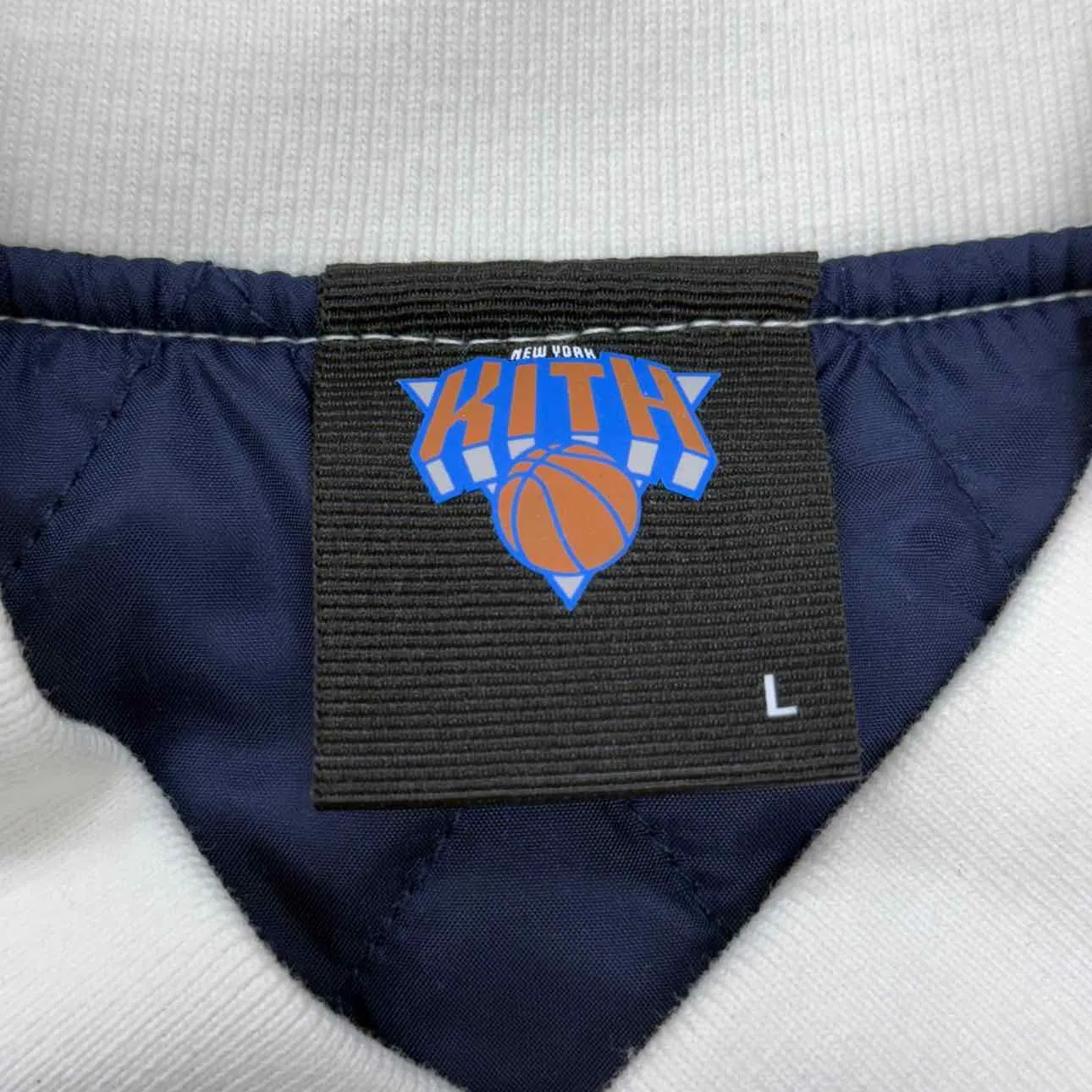 Kith Varsity Jacket "KNICKS PINSTRIPE" White Used Size L
