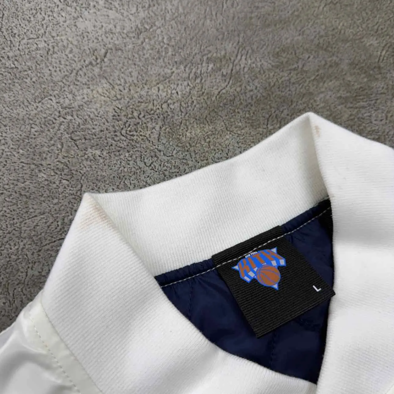 Kith Varsity Jacket "KNICKS PINSTRIPE" White Used Size L