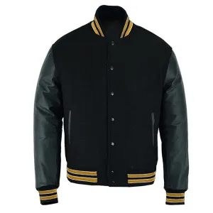 Lacoste Varsity Jacket - Solid Black/Multi Gold Trim