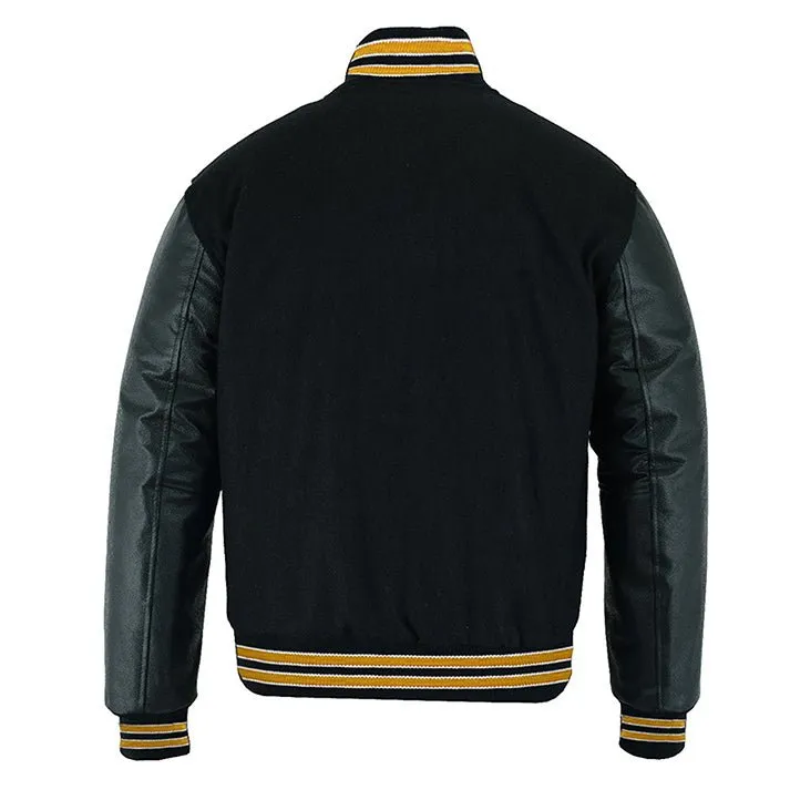 Lacoste Varsity Jacket - Solid Black/Multi Gold Trim
