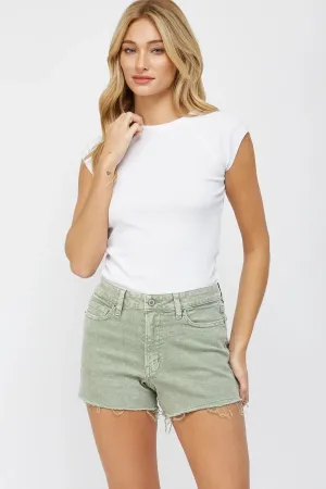 Ladies Mica Denim High Rise Gypsy Green Vintage Shorts - MDP-H3060GG