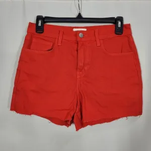 L’agence Betty Denim Shorts Size 25 Cut Off High Rise Frayed Hem Red