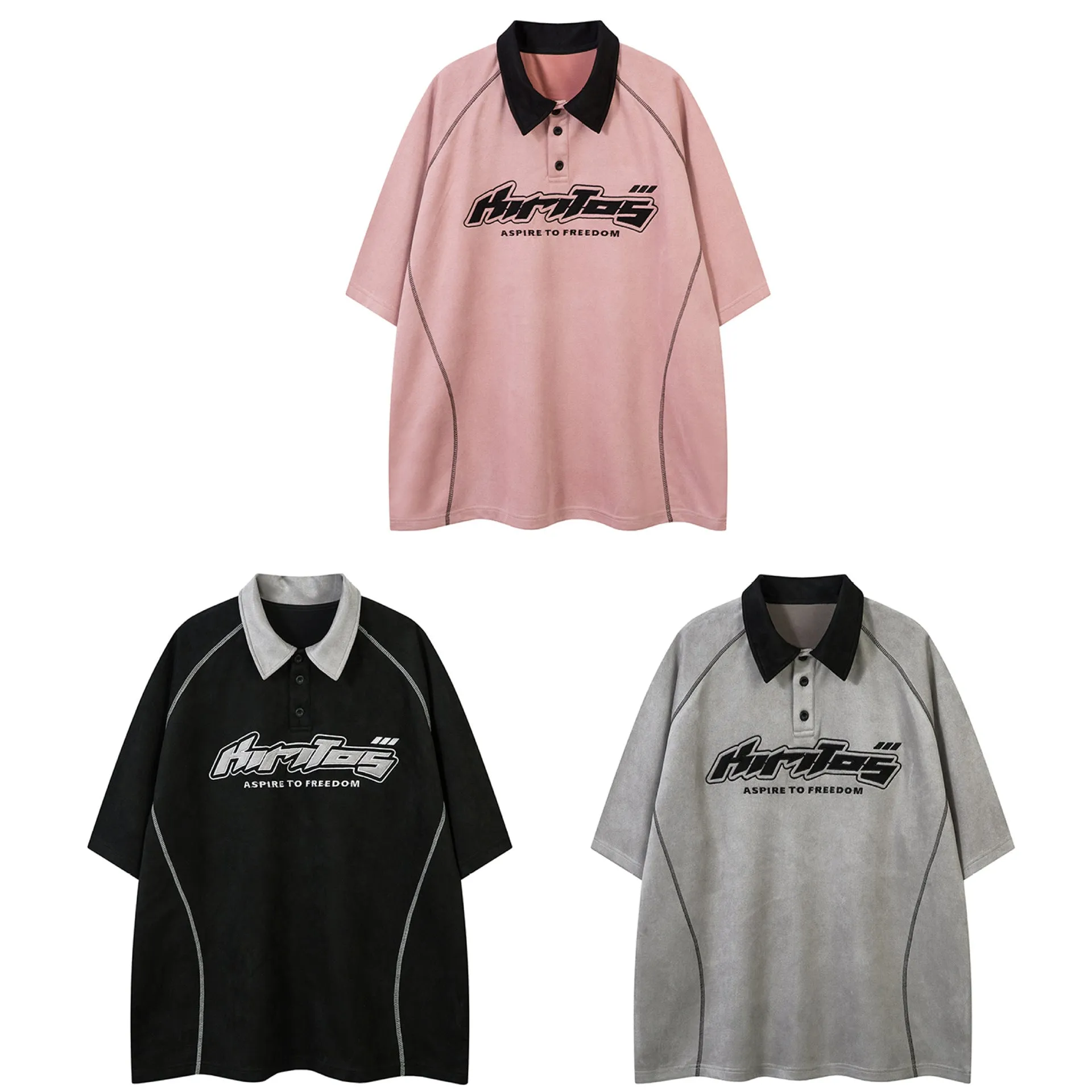 Lapel Polo Shirt Retro Loose Top