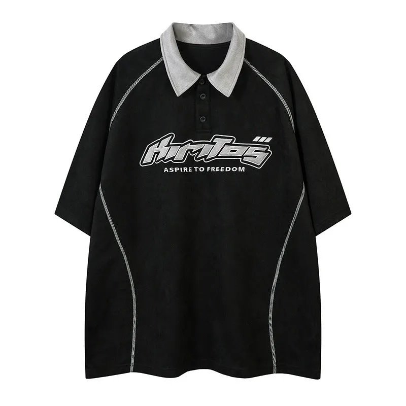Lapel Polo Shirt Retro Loose Top