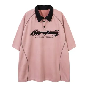 Lapel Polo Shirt Retro Loose Top