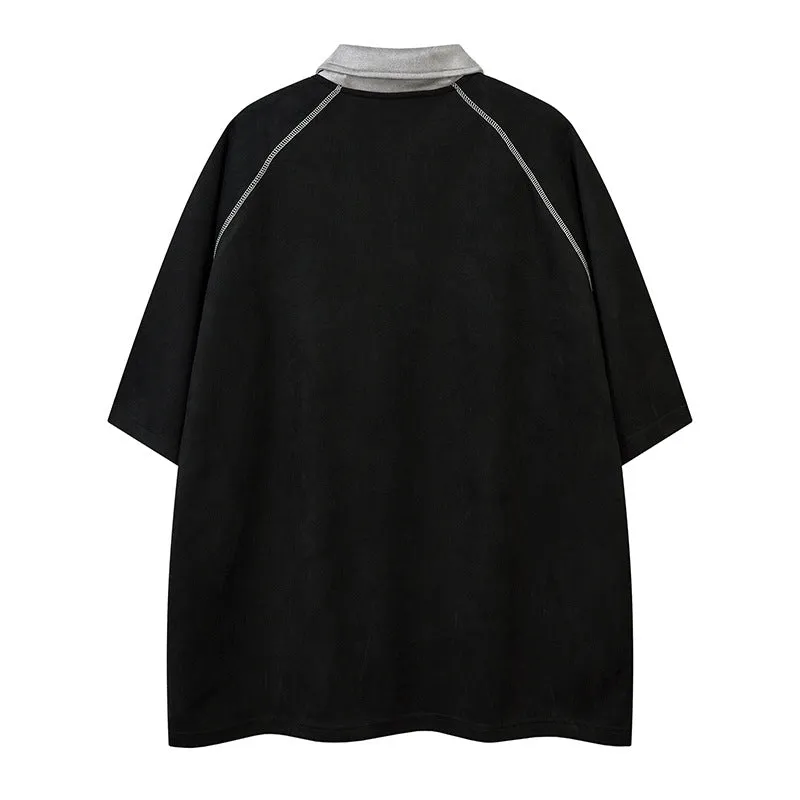 Lapel Polo Shirt Retro Loose Top