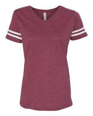 LAT Women's Fine Jersey Football V-Neck T-Shirt - 3537