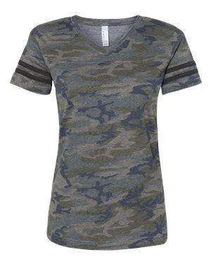 LAT Women's Fine Jersey Football V-Neck T-Shirt - 3537