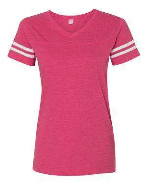 LAT Women's Fine Jersey Football V-Neck T-Shirt - 3537