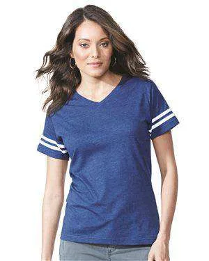 LAT Women's Fine Jersey Football V-Neck T-Shirt - 3537