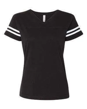 LAT Women's Fine Jersey Football V-Neck T-Shirt - 3537